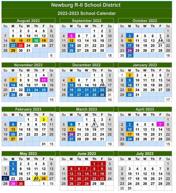 Newburg School District Calendar 2022 and 2023 - PublicHolidays.com